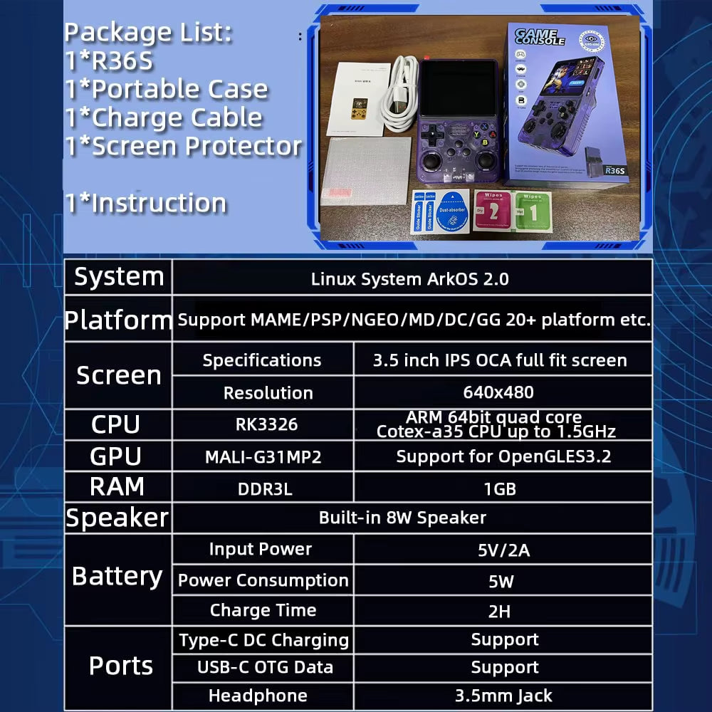 R36S Retro Game Console 