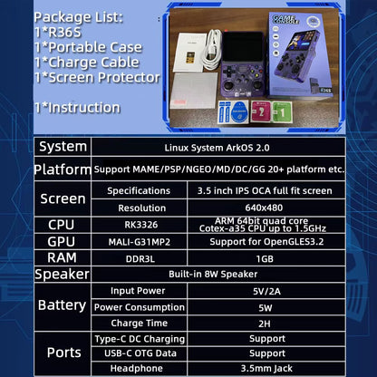 R36S Retro Game Console 