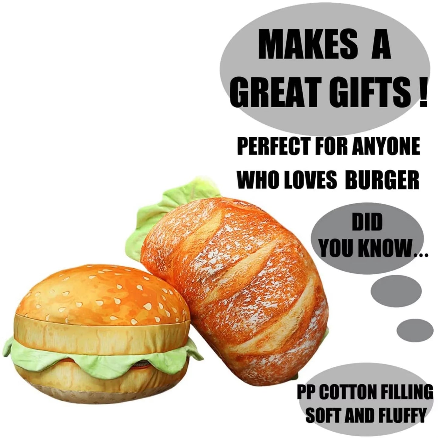 Large Burger Plush Toy Pillow 