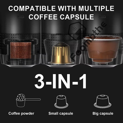 Caffinity Wireless Electric Portable Espresso Coffee Machine for Car & Home Camping Coffee Maker 3-In-1 Capsule Powder Travel Coffee Maker